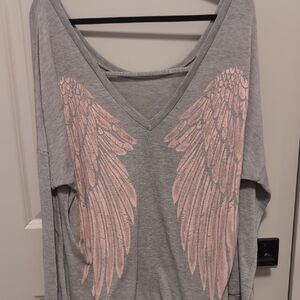 Torrid Gray and Pink Angel Wing Top